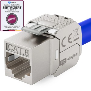 hb-digital Keystone Modul RJ45 CAT 8.1 mit vergoldeten Kontakten für Netzwerktechnik.