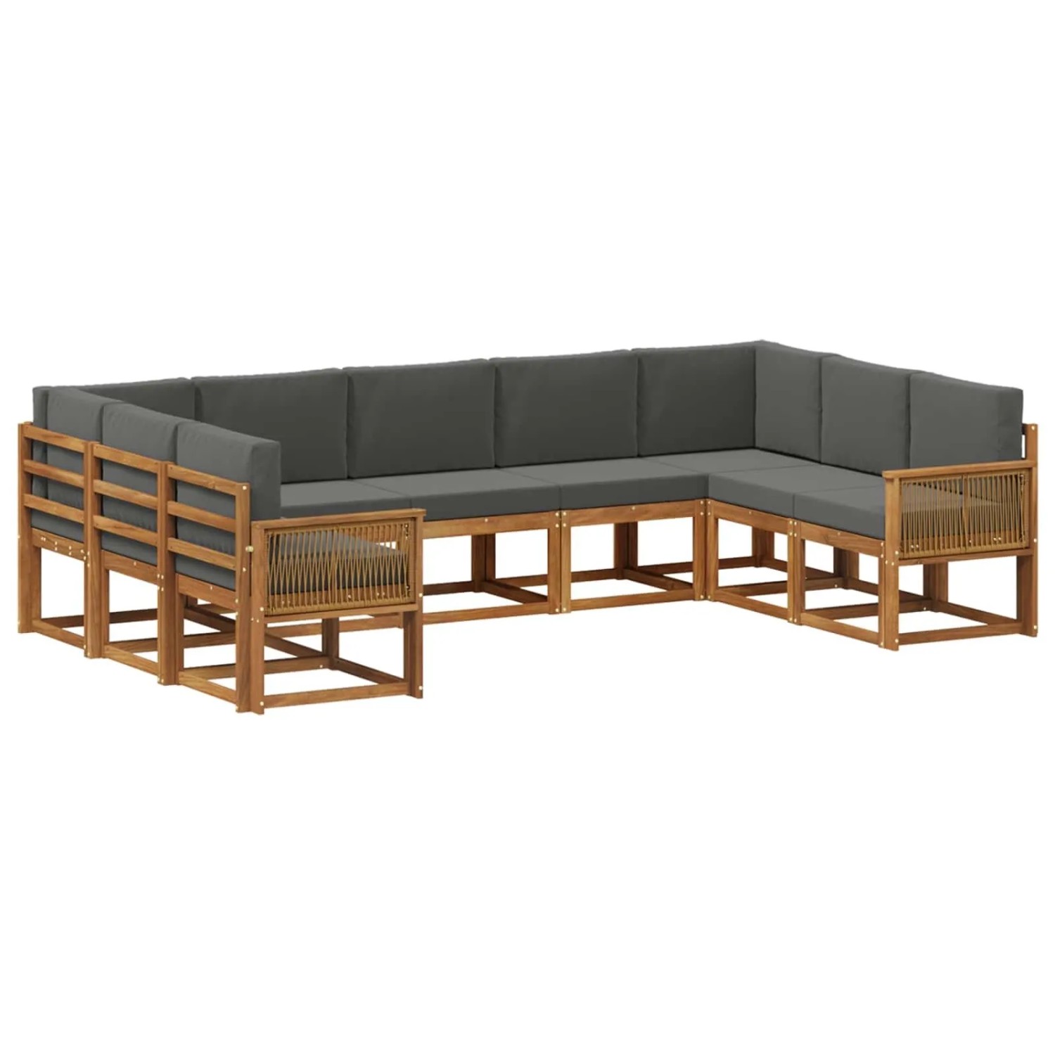 vidaXL Outdoor-Sofagarnitur mit Kissen 9 Stk Natur und Anthrazit 3385538