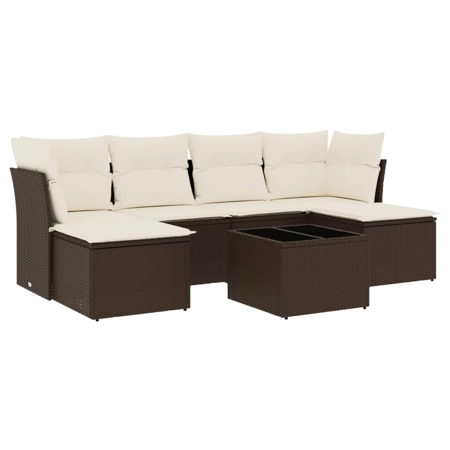 vidaXL 7-Tlg Garten-Sofagarnitur mit Kissen Braun Poly Rattan 3218023 günstig online kaufen