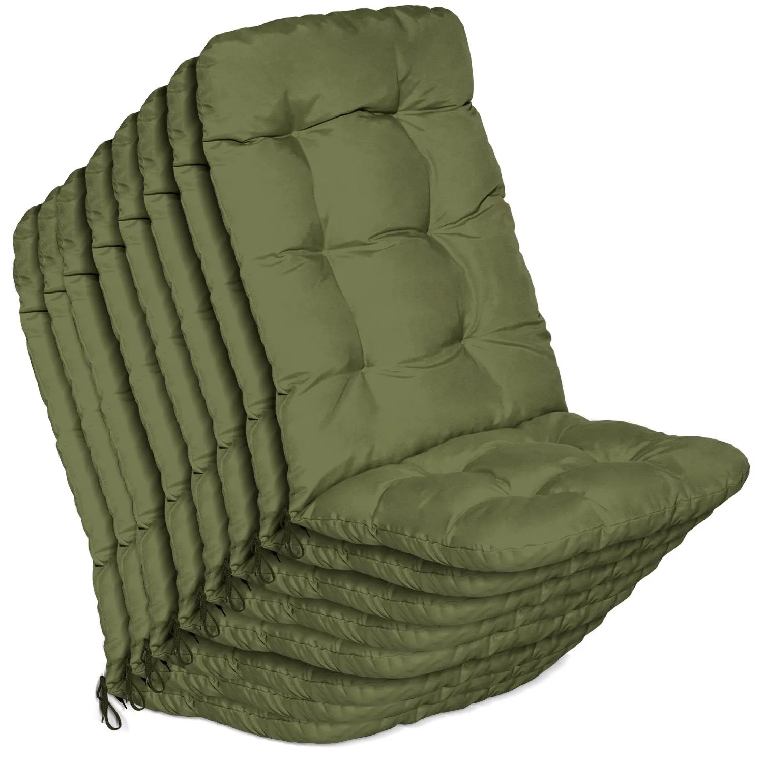 Beautissu 8er Set Hochlehner Auflagen Flair HL 120x50x8cm Olivegrün
