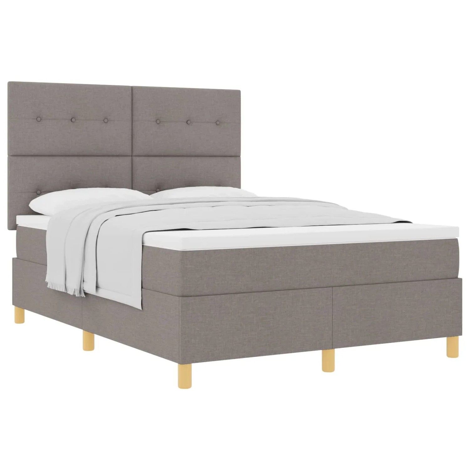 vidaXL Boxspringbett mit Matratze Taupe 140 x 200 cm Stoff 3339627