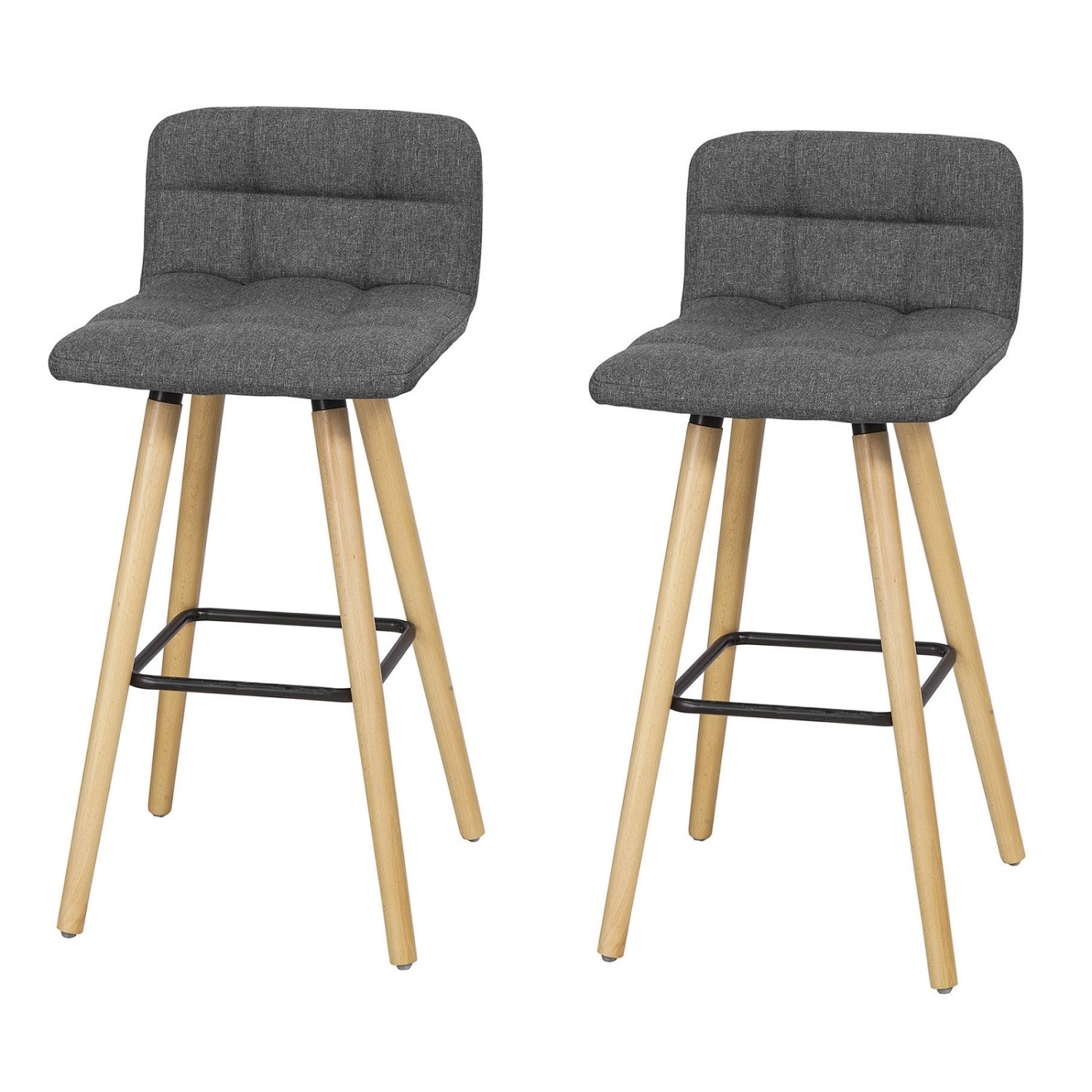 SoBuy 2er Set Barhocker Barstuhl Tresenhocker mit Rücklehne Grau FST50-DGx2 günstig online kaufen