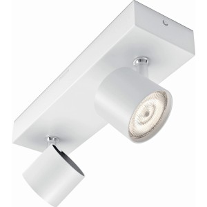 Weißer Philips myLiving LED-Spot mit 2 Strahlern und Warmglow-Effekt.