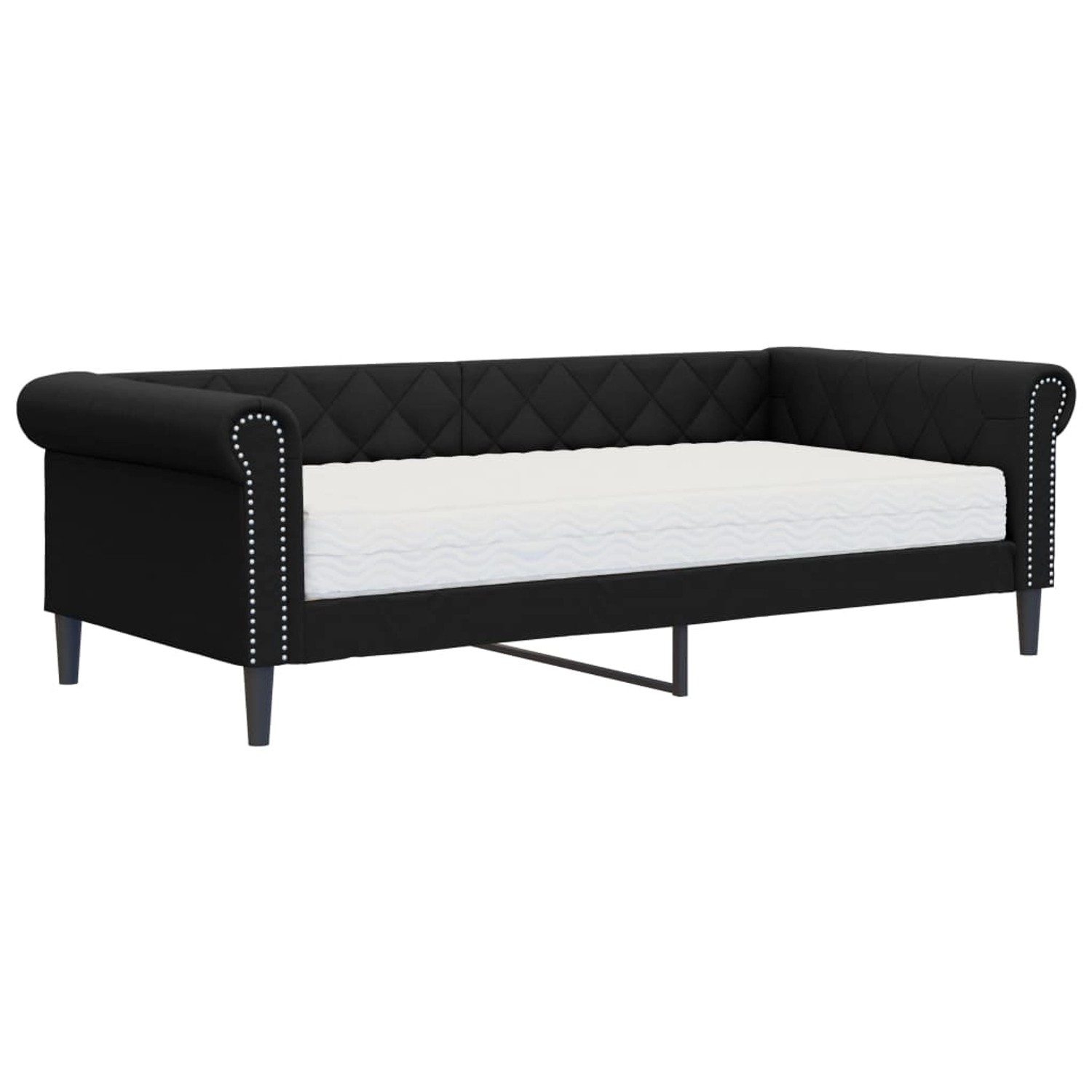 vidaXL Tagesbett mit Matratze Schwarz 90x200 cm Kunstleder1848730