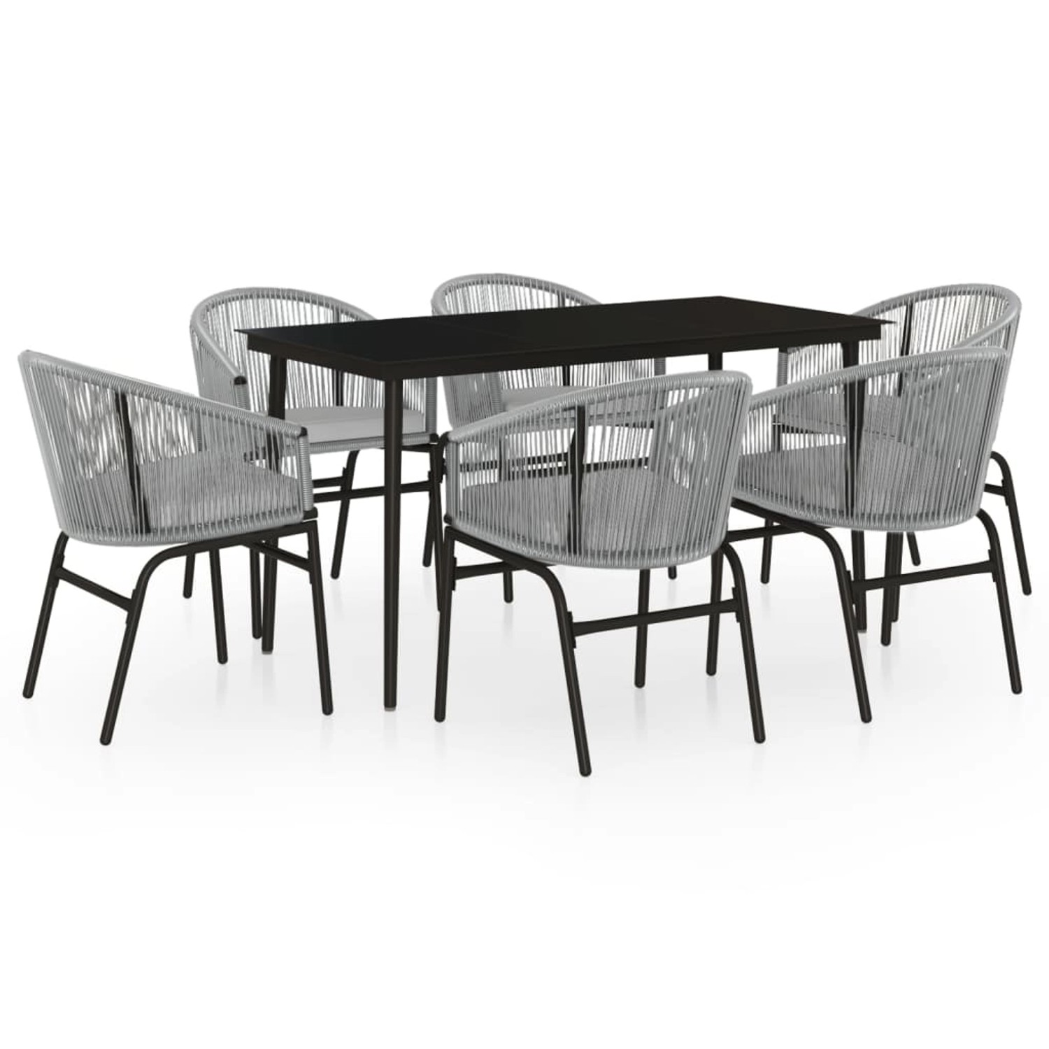 vidaXL 7-Tlg Garten-Essgruppe Grau 3099254