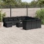 Schwarze 13-tlg. vidaXL Garten-Sofagarnitur aus Poly Rattan mit Kissen und Tisch.