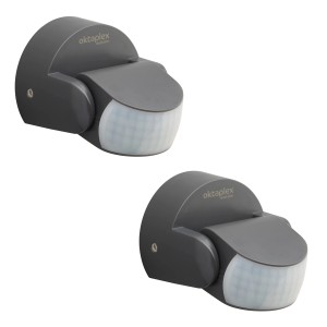 2er Set Oktaplex Bea Bewegungsmelder für Außen, anthrazit, 12m Reichweite.