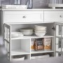 SoBuy Küchenschrank FSB77-W, weißes Sideboard mit Glastüren und Schubladen.