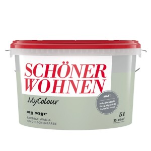 Eimer Schöner Wohnen My Colour My Sage, matte Wandfarbe für Innen, 5 Liter.