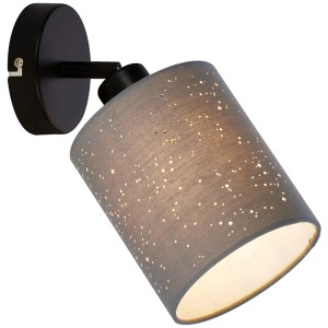 Grau-schwarzer Brilo Spot Stofa mit Sternenmuster, dreh- und schwenkbar.