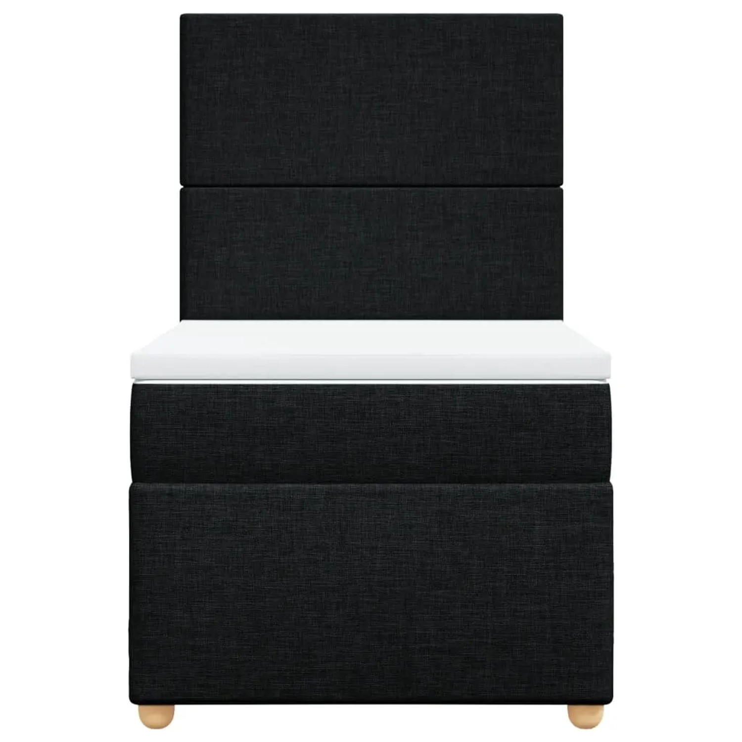 Schwarzes vidaXL Boxspringbett (80x200 cm) mit Matratze und Kopfteil.