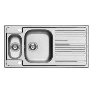 Pyramis Einbauspüle Amaltia Extra, 100x50cm, Edelstahl, mit 1,5 Becken und Abtropffläche.