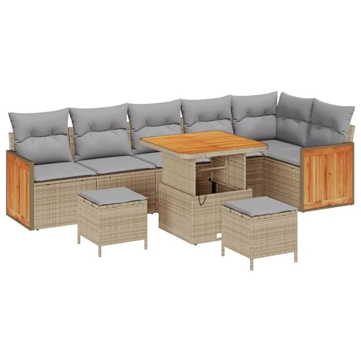 vidaXL Gartensofa-Set mit Kissen 11 Stk Beige und Hellgrau Poly-Rattan 3365 günstig online kaufen