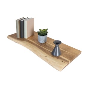 Holzplatte Arya Akazie natur, 80x30cm, mit Baumkante, als Regal oder Fensterbrett