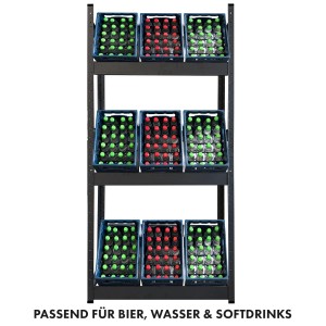 KARAT Flaschenkastenständer Osaka für 6 Getränkekisten, Regalsystem aus Stahl, schwarz.