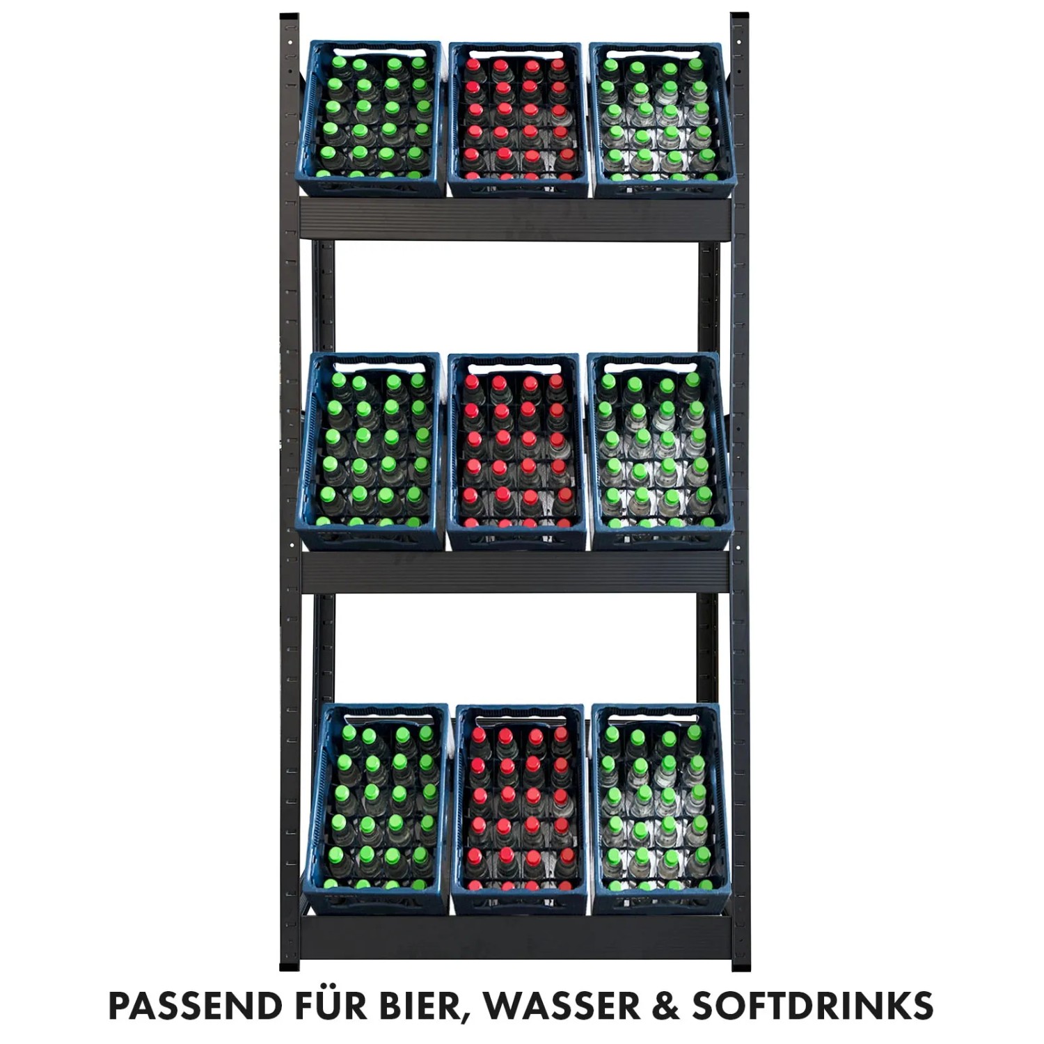 KARAT Flaschenkastenständer Osaka für 6 Getränkekisten, Regalsystem aus Stahl, schwarz.