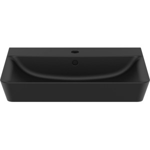 Schwarzer Ideal Standard Connect Air Waschtisch, 60x46 cm, mit Hahnloch und Überlauf.