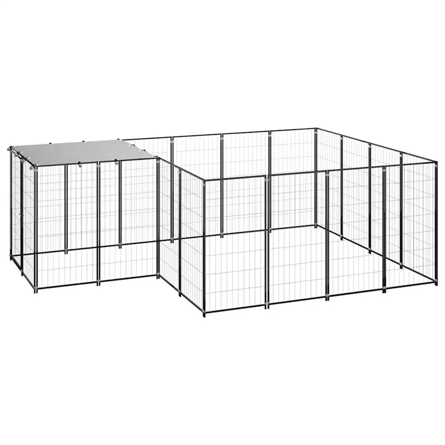 vidaXL Hundezwinger Schwarz 6,05 m² Stahl 3082205