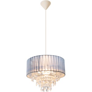 Graue Näve Pendelleuchte Kristallo mit Acrylbehang, ideal als Wohnzimmerlampe.