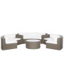 Dunkelbraunes Beliani Lounge Set SEVERO mit Tisch und cremeweissen Polstern.