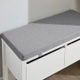 Weiße SoBuy Schuhbank mit grauem Sitzkissen und zwei Schubladen für Stauraum.
