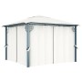 Cremefarbener vidaXL Pavillon 300x300 cm mit Vorhängen und Aluminiumrahmen.