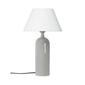 Graue PR Home Tischleuchte Carter mit weißem Textilschirm, E27, 46cm hoch.