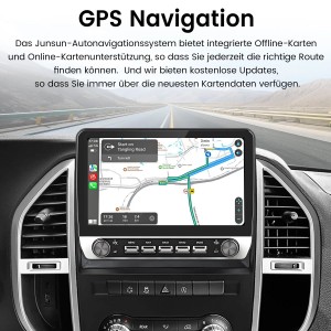 Junsun Autoradio mit großem Display im Benz Vito 3 W447. Zeigt GPS-Navigation mit Routenkarte. Bluetooth, Satnav.
