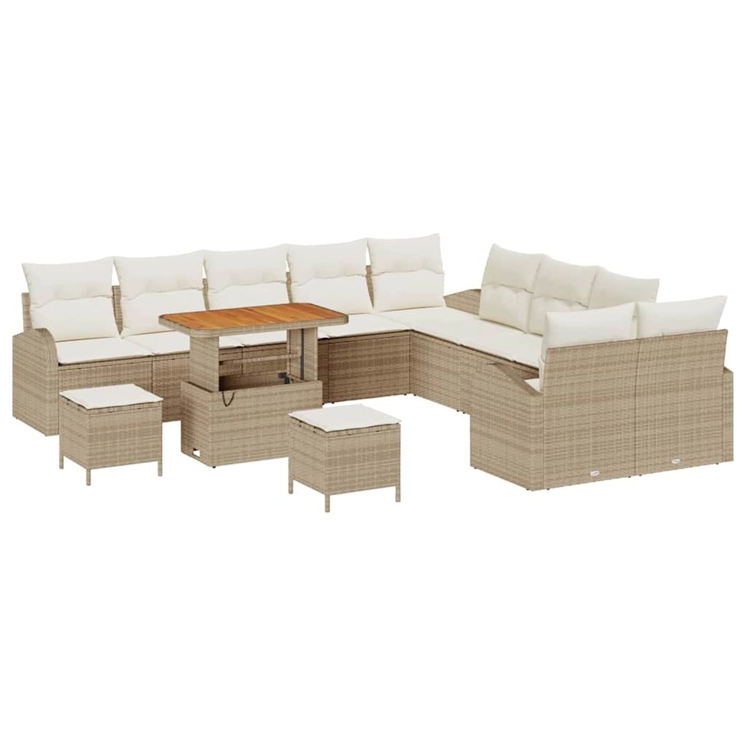 vidaXL Garten-Sofa-Set mit Kissen 13-Tlg Beige Poly Rattan 3362456 günstig online kaufen