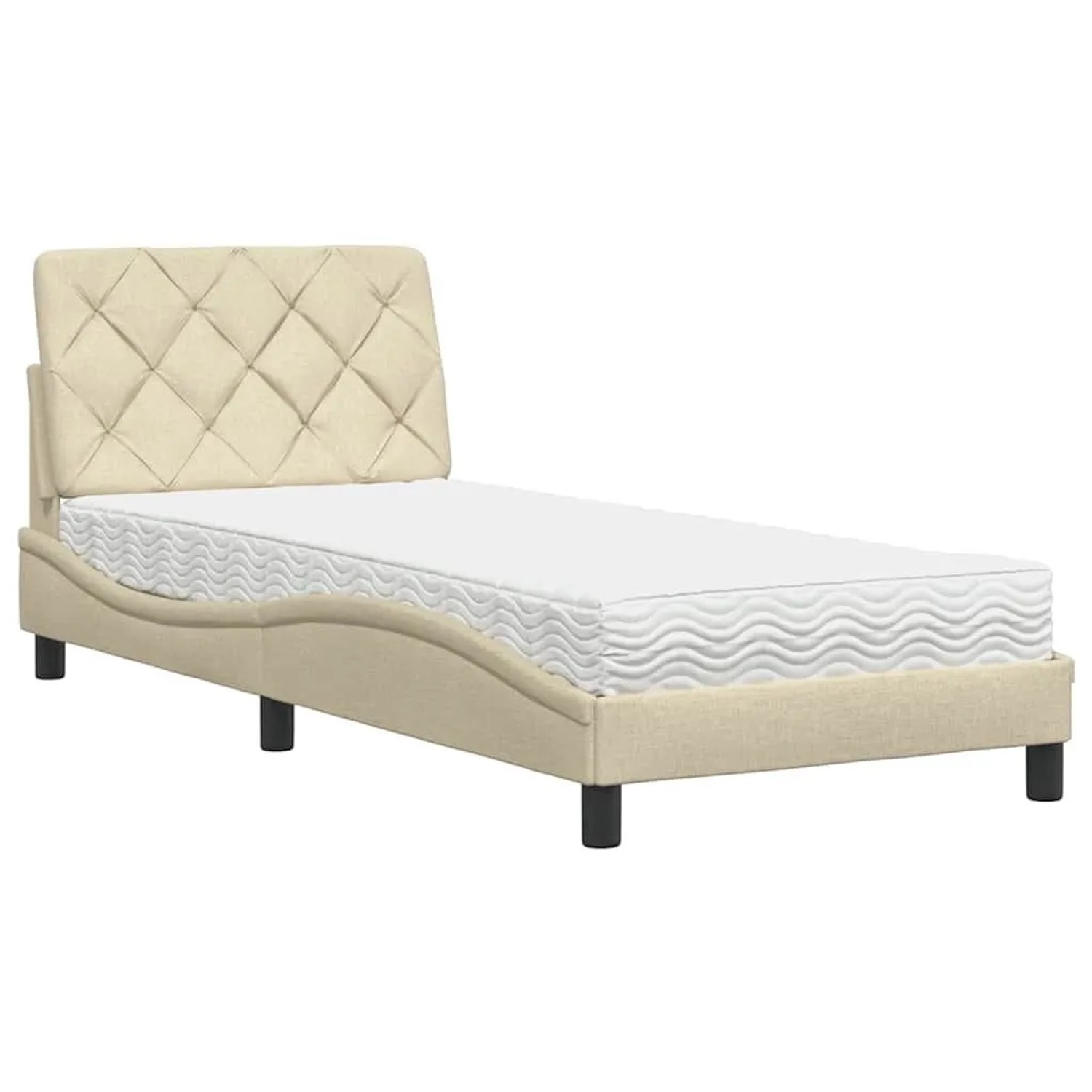 vidaXL Bett mit Matratze Creme 90x190 cm Stoff 3310711