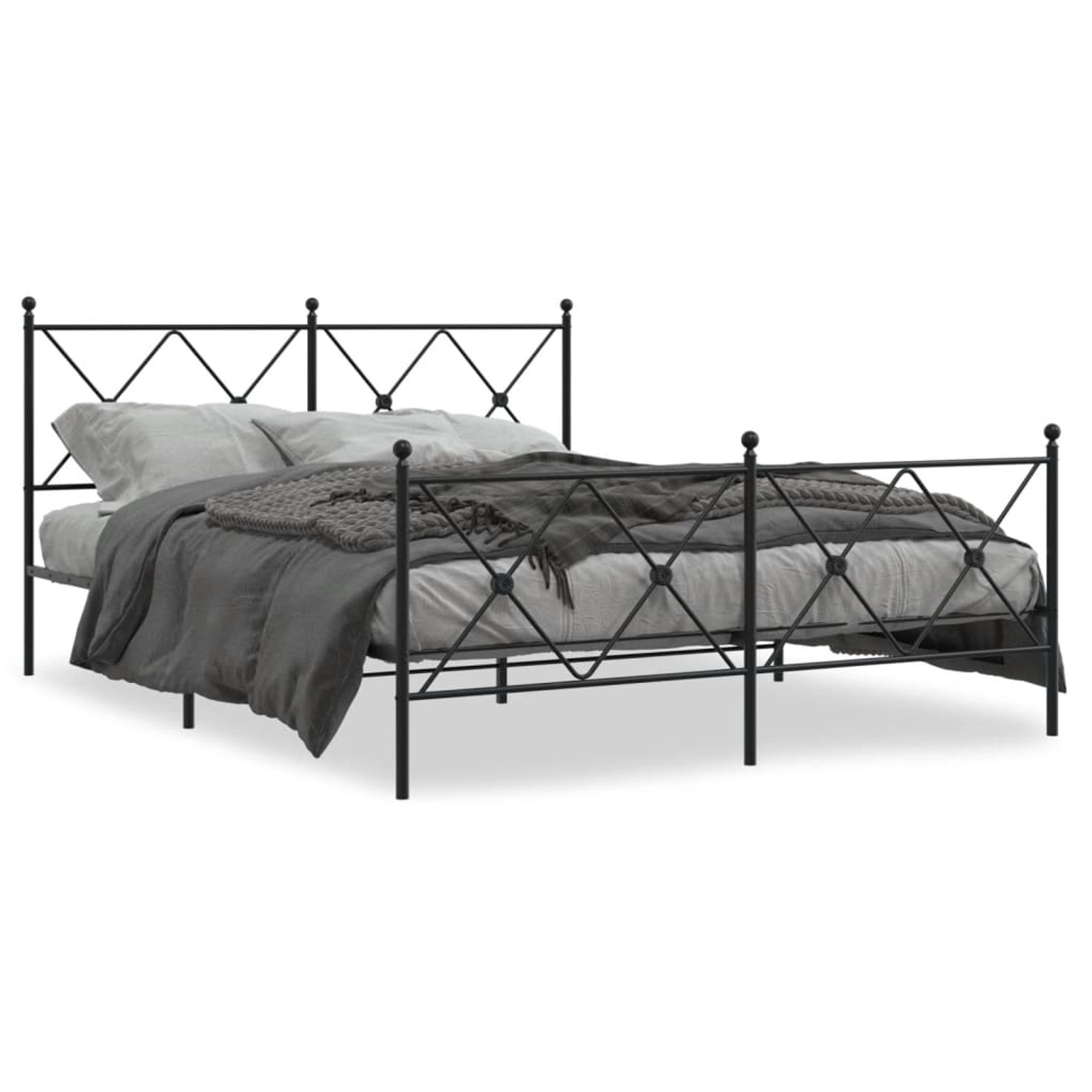 vidaXL Bettgestell mit Kopf- und Fußteil Metall Schwarz 150x200 cm 376522 günstig online kaufen