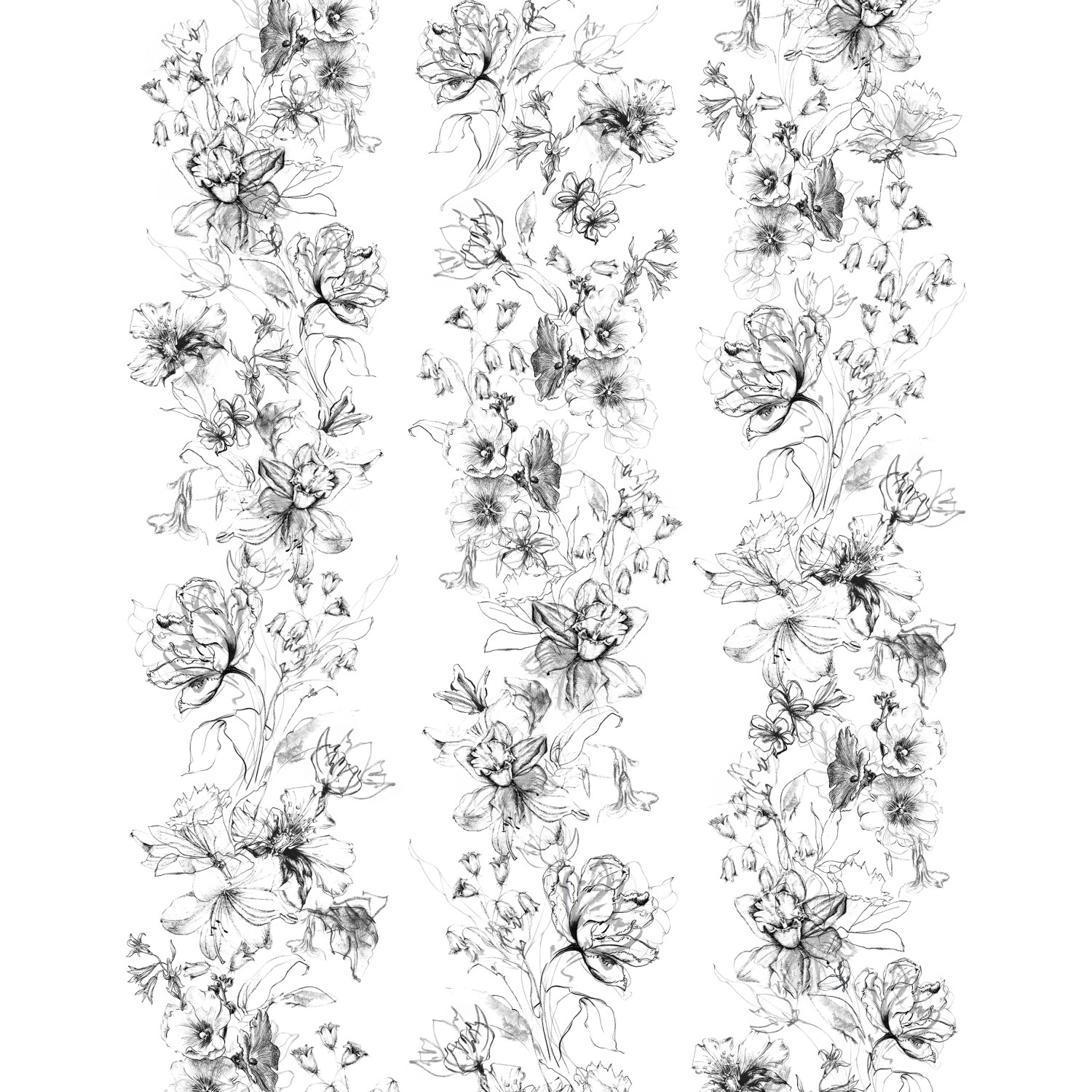 Marburg Vliestapete Blumen Crushed-Optik Modern 270 cm x 210 cm Schwarz günstig online kaufen