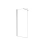 Walk-In Dusche 140x200cm mit chromfarbener Stabilisierungsstange und Klarglas Duschwand.
