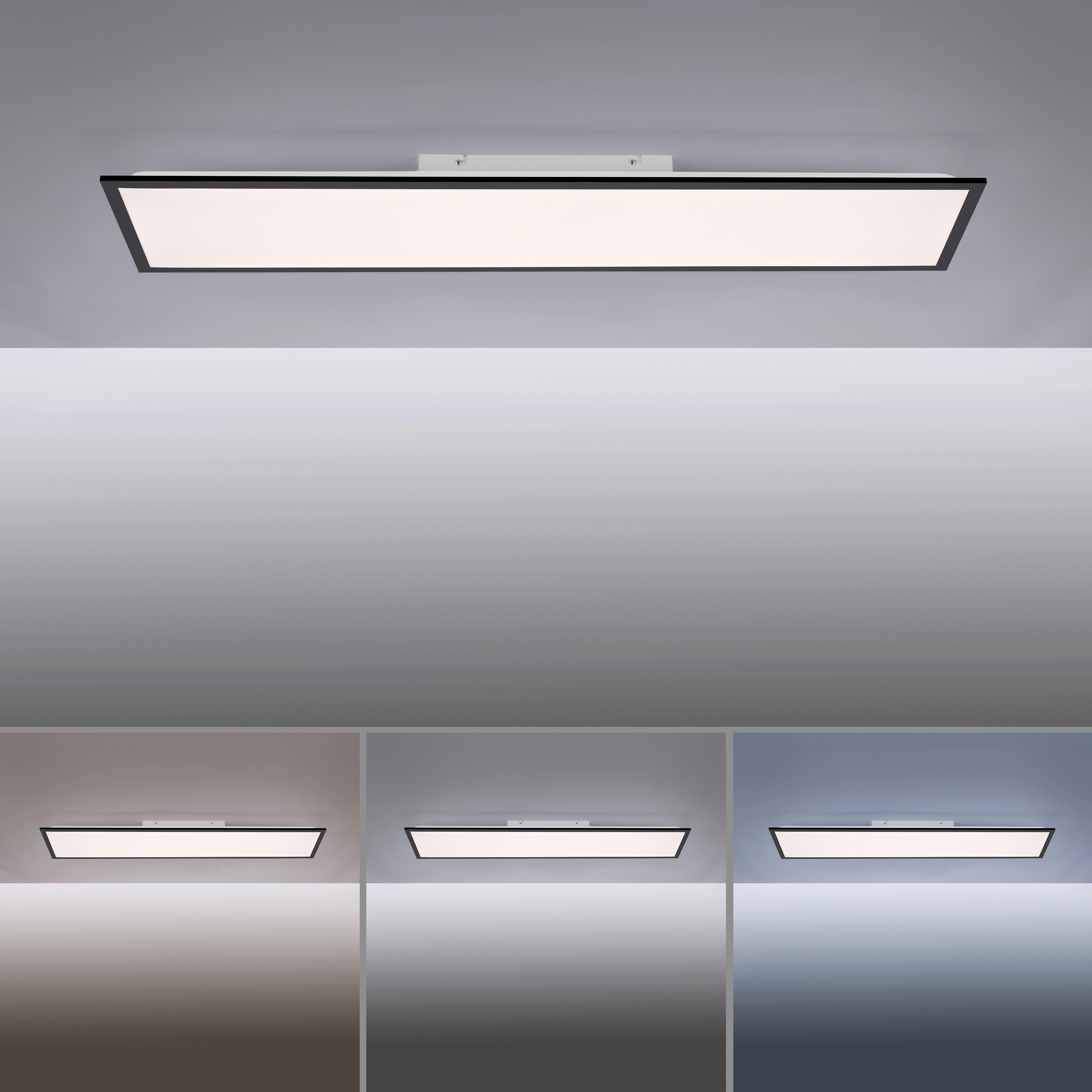 Just Light. LED-Deckenleuchte Flat 119,5 x 29,5 cm Schwarz