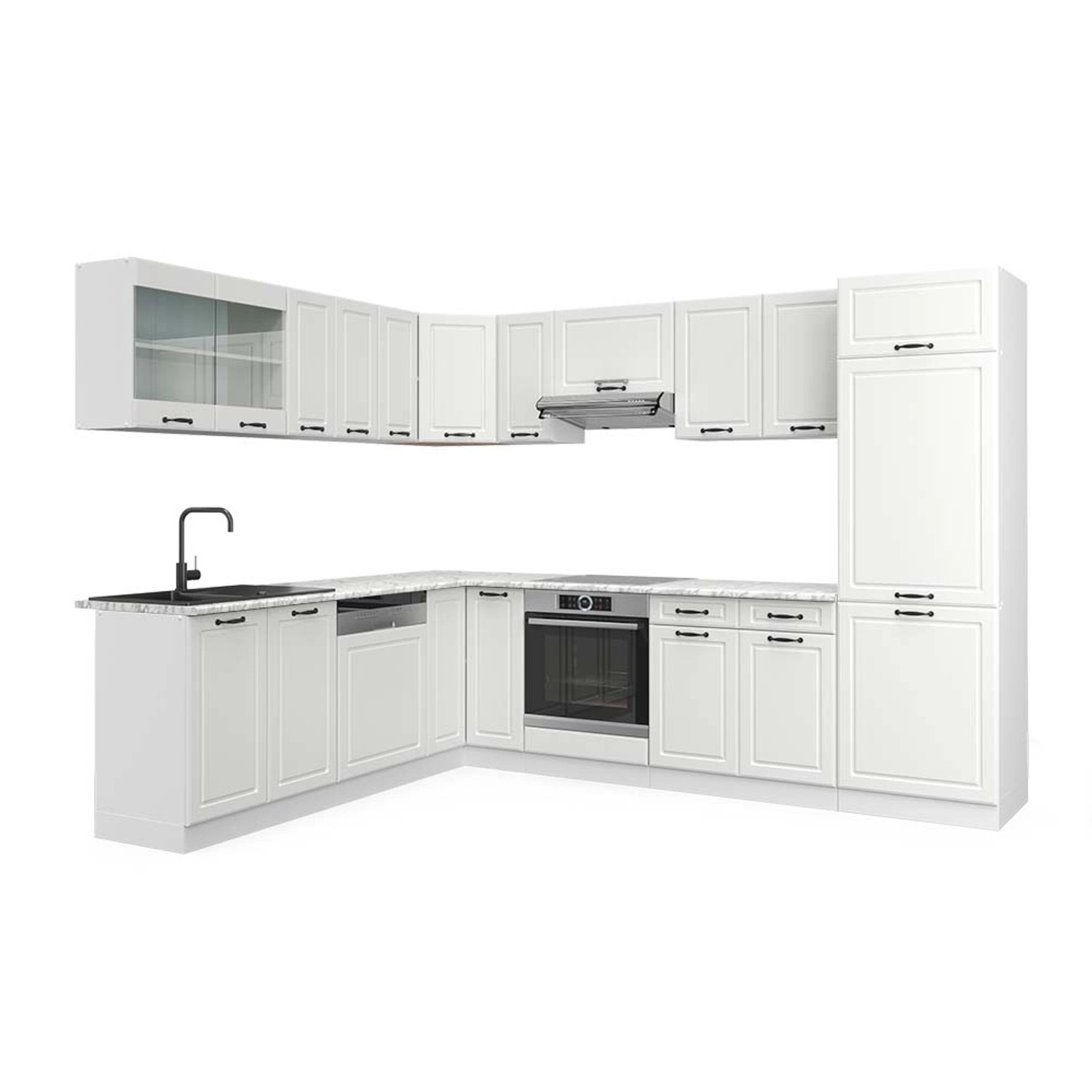 Vicco R-Line Eckküche Weiß Landhaus/Weiß 227 x 287 cm AP Marmor günstig online kaufen