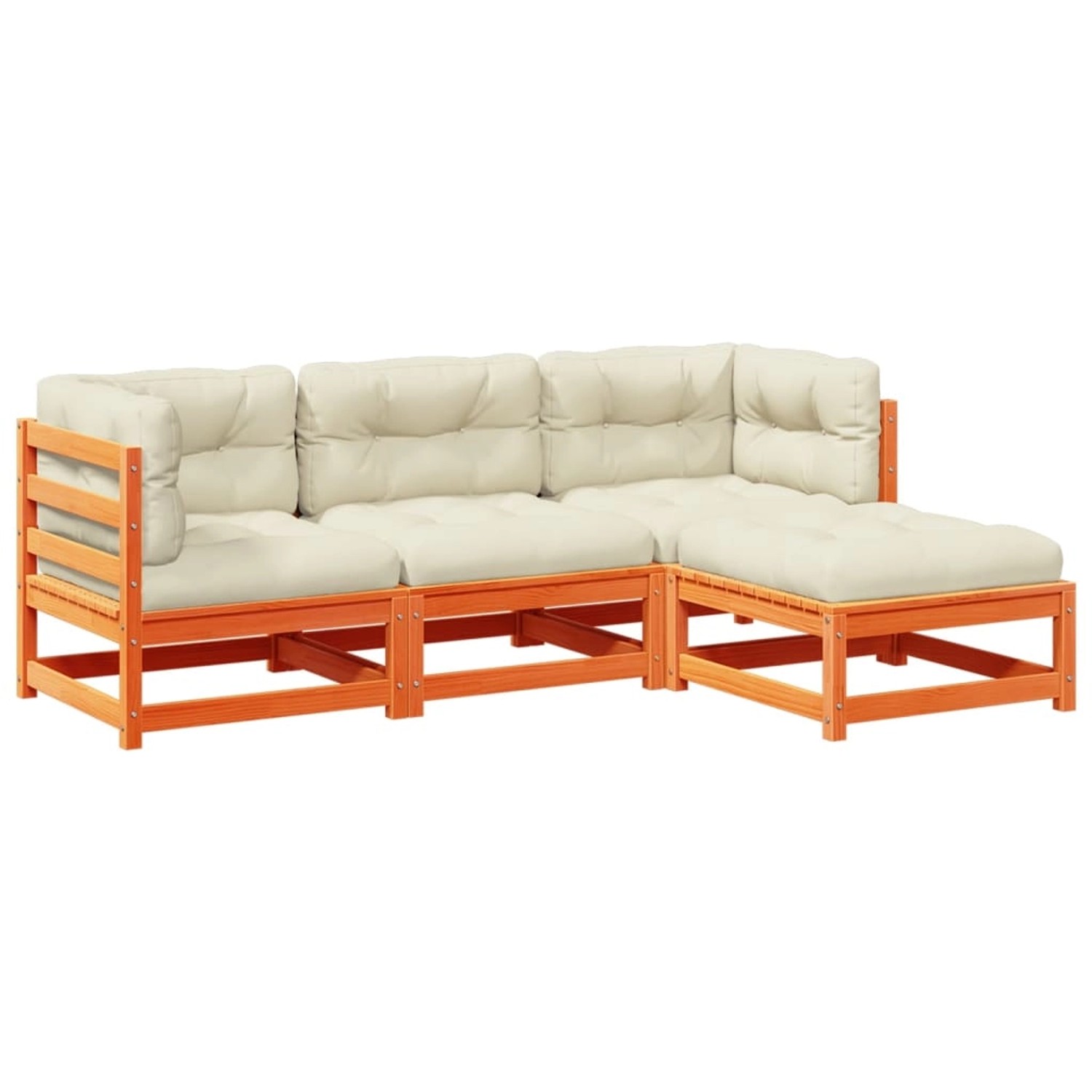 vidaXL 4-Tlg Garten-Sofagarnitur mit Kissen Wachsbraun Kiefernholz 3295815 günstig online kaufen