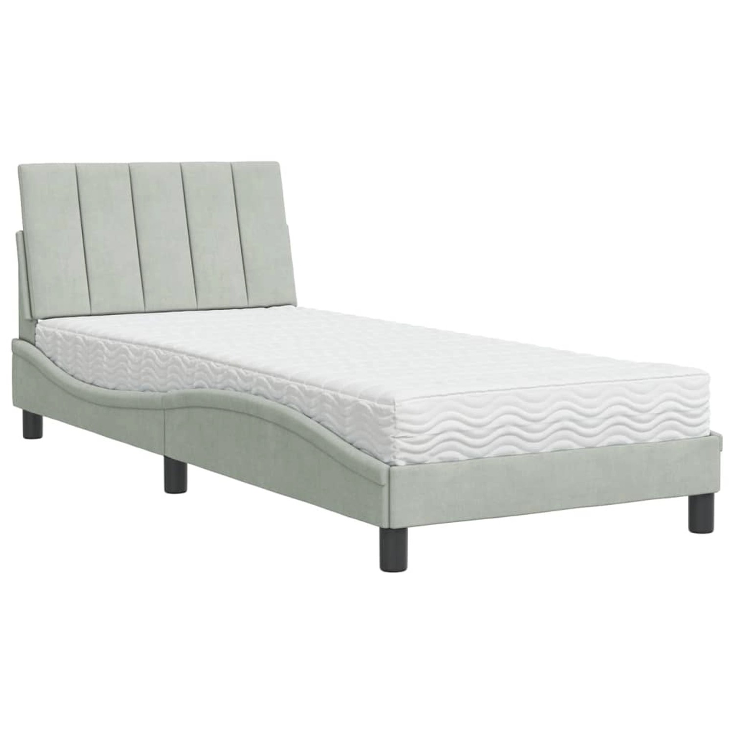 vidaXL Bett mit Matratze Hellgrau 90x200 cm Samt Modell 12007235 günstig online kaufen