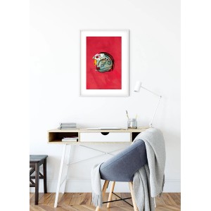 Disney Star Wars Poster: Rebellenpilot Helm auf rotem Grund, 50x70 cm.