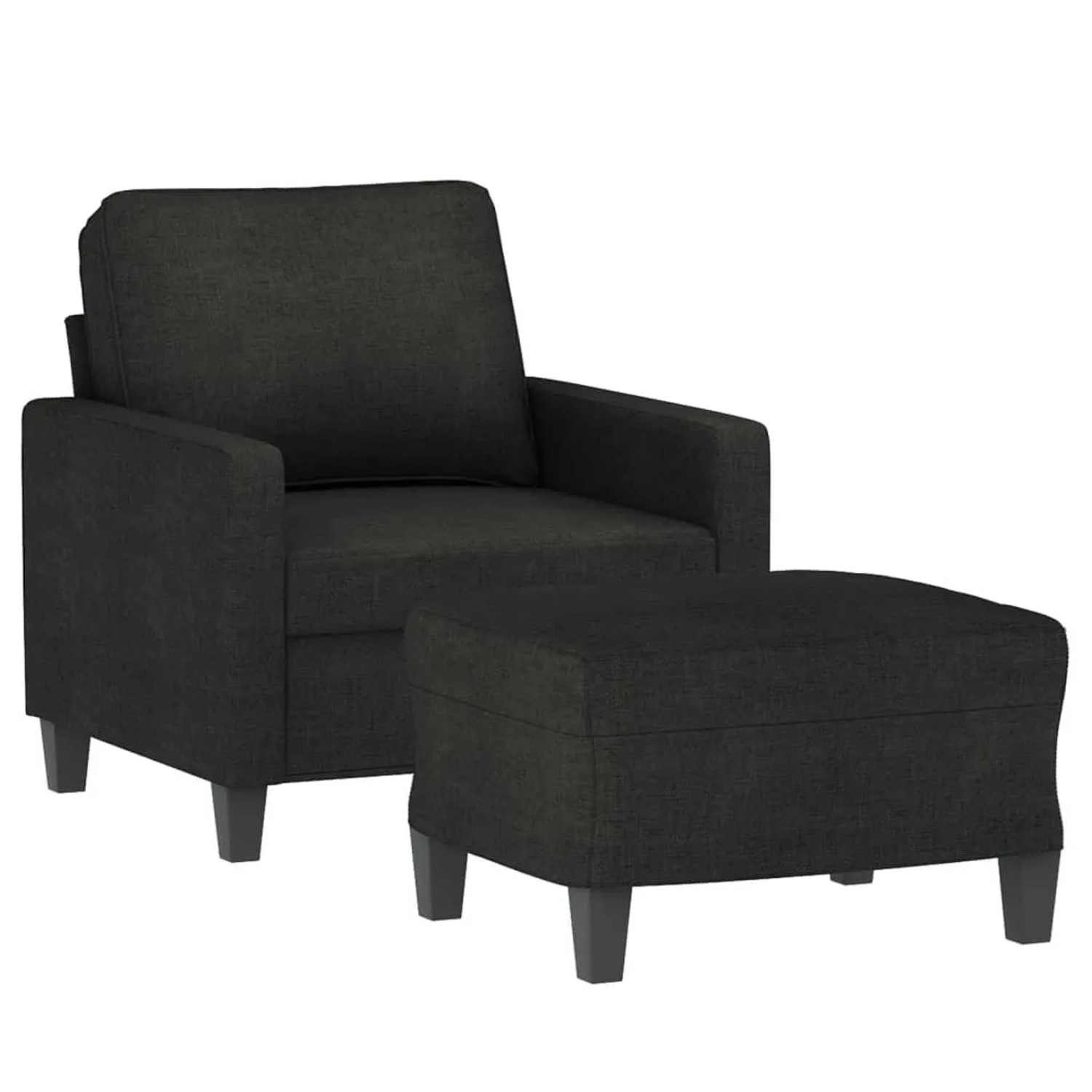 vidaXL Sessel mit Hocker Schwarz 60 cm Stoff 3201033