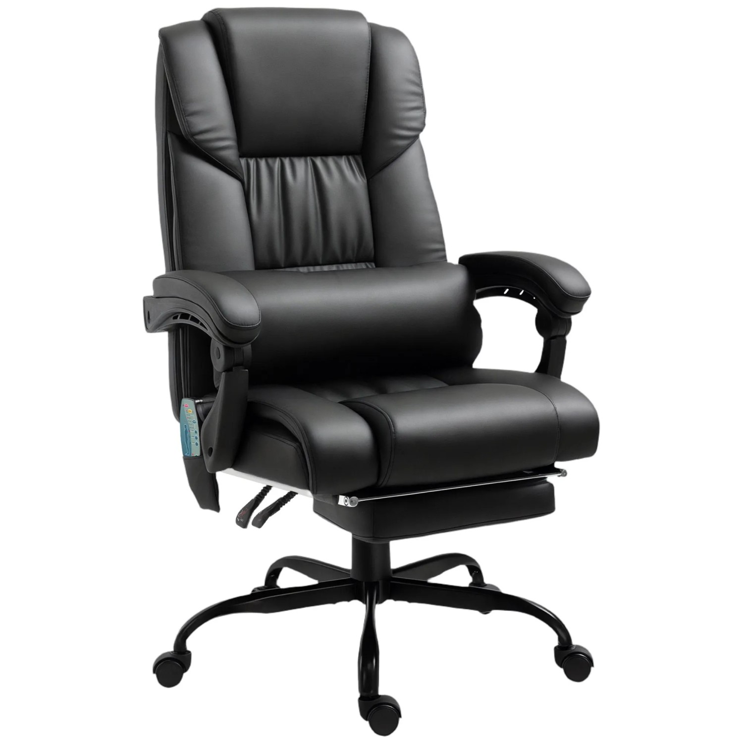 Vinsetto Bürostuhl mit Massagefunktion Kunstleder 75L x 66B x 112-122H cm Schwarz