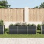 Anthrazitfarbenes vidaXL Garten-Hochbeet aus verzinktem Stahl (240x40x77 cm) mit Pflanzen.