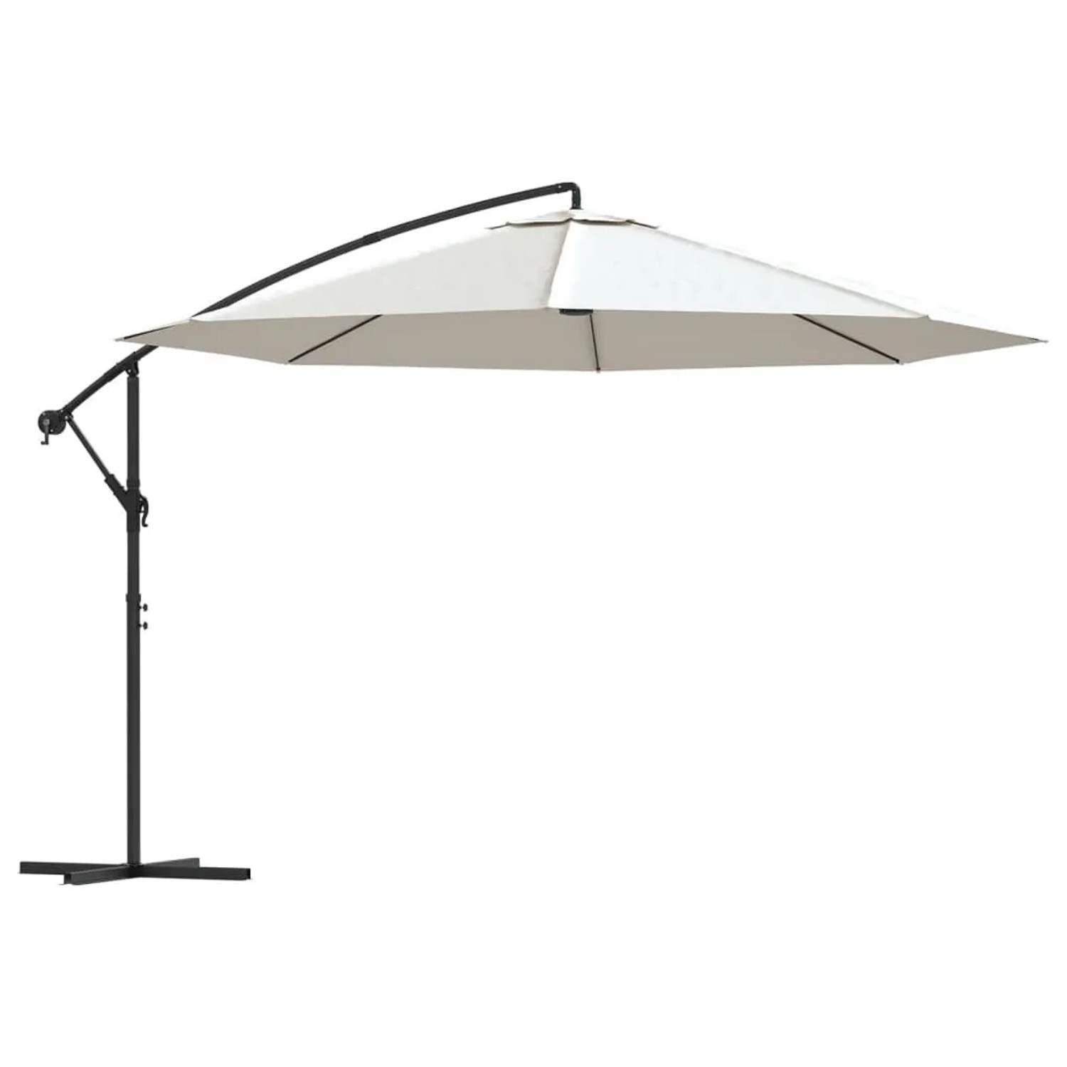 DELUKE Sonnenschirm Rund MARC 350cm Sandweiß UV-Schutz Kurbelsystem Ampelschirm Rund Freiarm 350cm Kurbelschirm