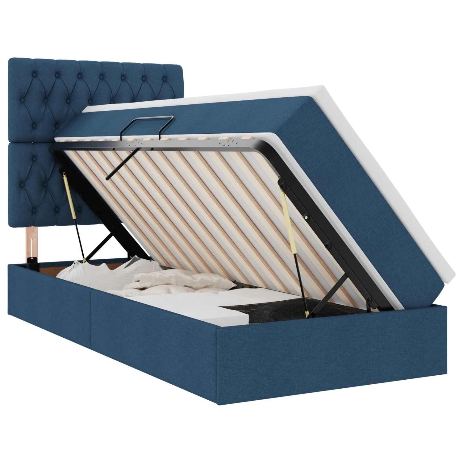 vidaXL Bett mit Stauraum und LED Blau 90 x 200 cm Polyester 3372458
