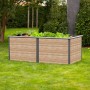 Westmann Hochbeet Primus-Multi, 2x1m, Anthrazit/Holzoptik, bepflanzt im Garten.