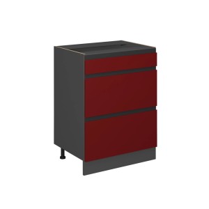 Vicco Küchenunterschrank R-Line, rot/anthrazit, 60 cm mit 3 Schubladen.