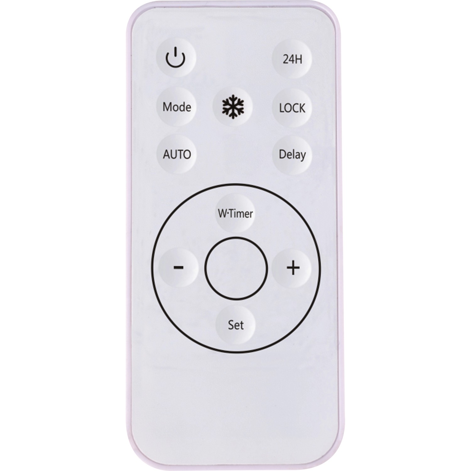 Fernbedienung für Bad-Heizlüfter Sula mit Tasten für Temperatur, Timer und Modus.