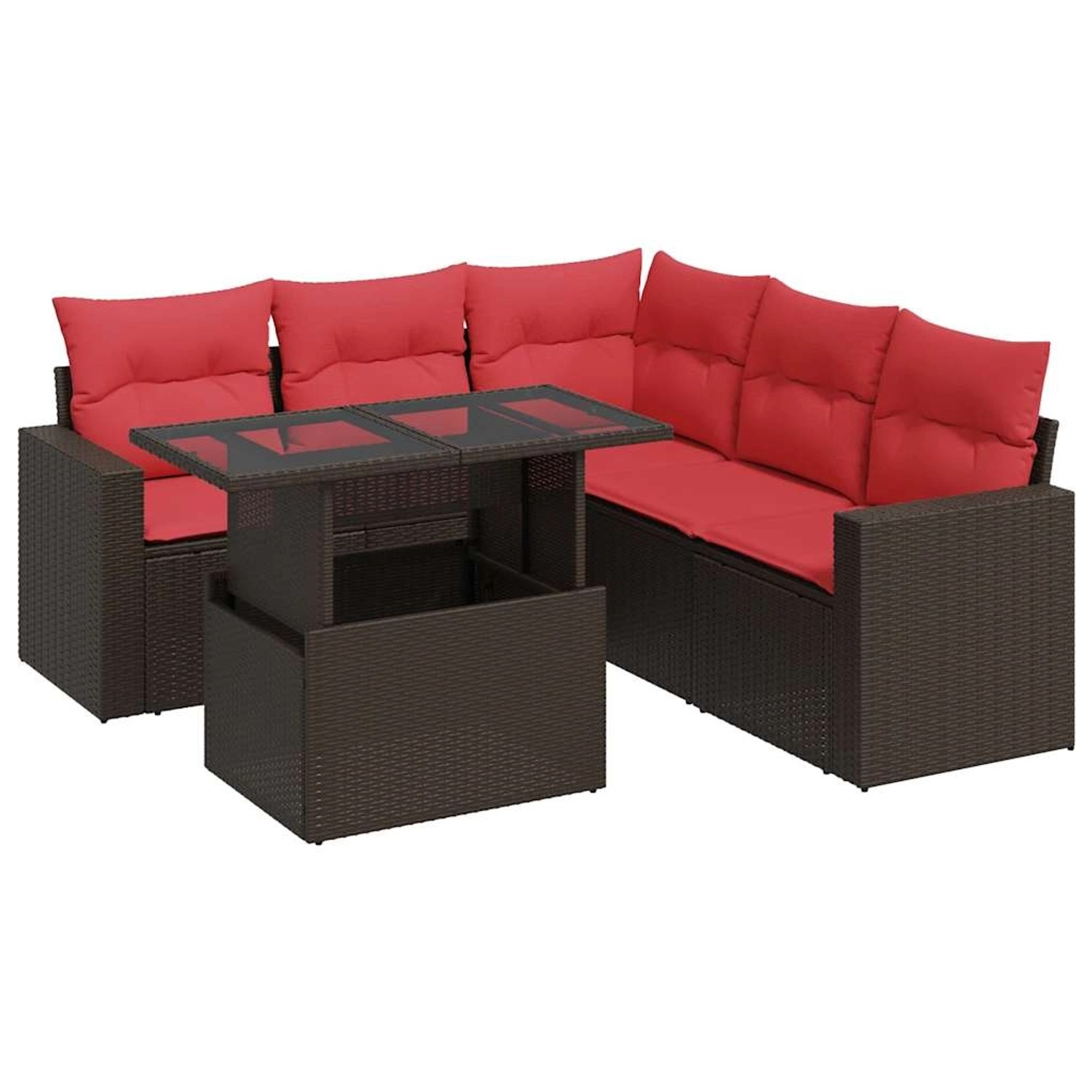vidaXL 6-Tlg Garten-Sofagarnitur mit Kissen Braun Poly Rattan Akazie 332632 günstig online kaufen