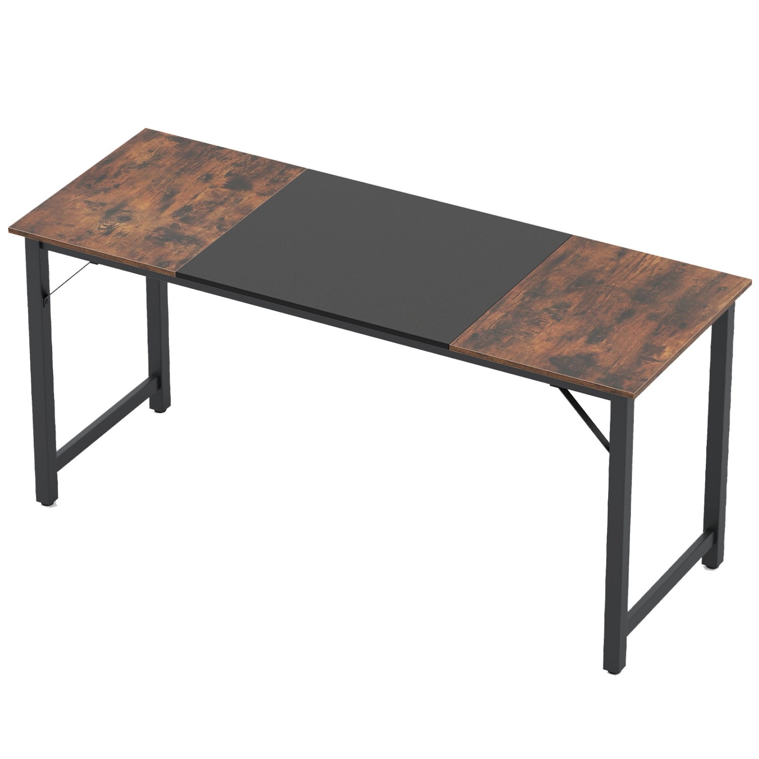 Costway Konferenztisch 160 x 60 cm mit Metallrahmen Rustikales Braun