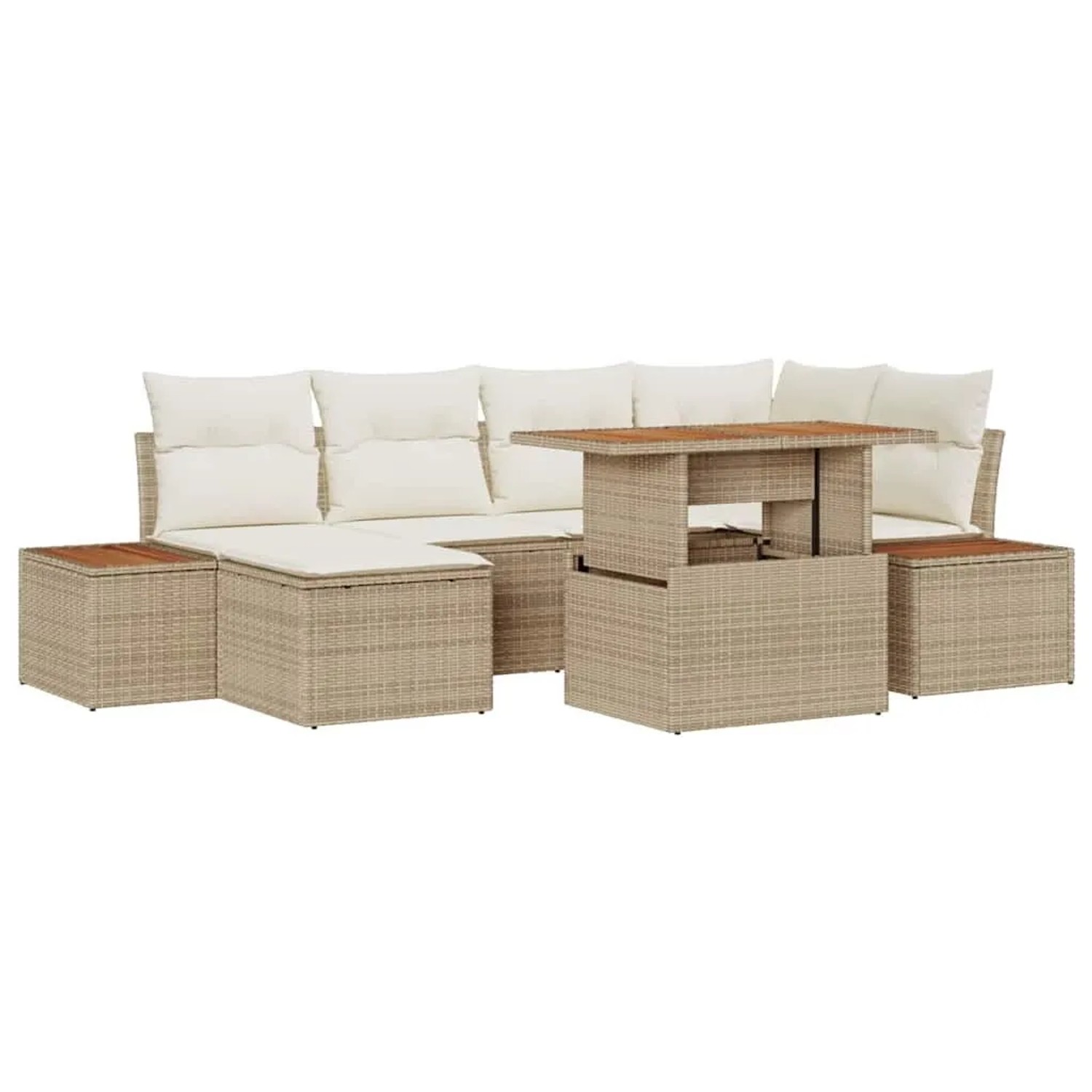 vidaXL Garten Essgruppe mit Kissen 7-Tlg Beige und Creme 3350088 günstig online kaufen