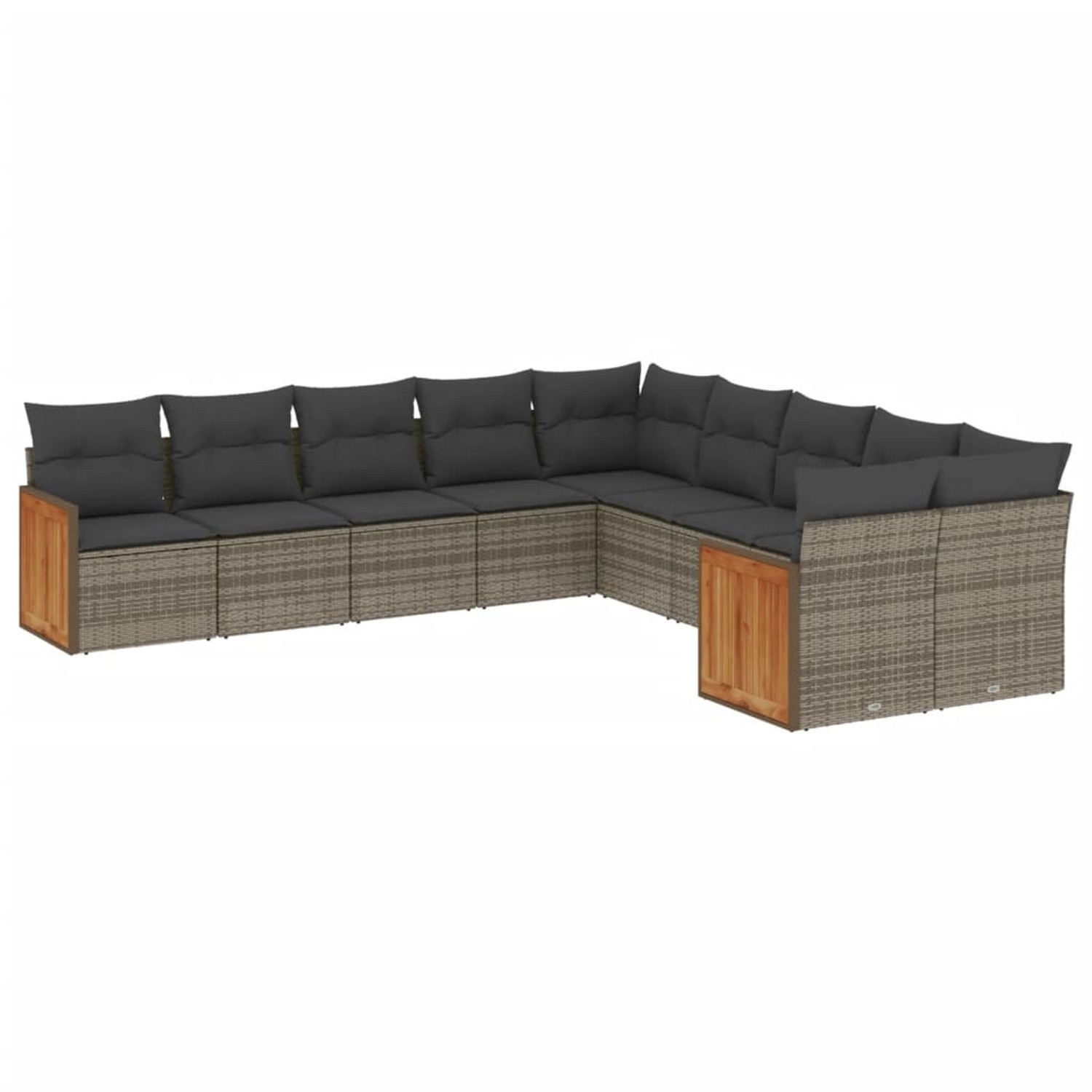 vidaXL 10-Tlg Garten-Sofagarnitur mit Kissen Grau Poly Rattan 3228034 günstig online kaufen